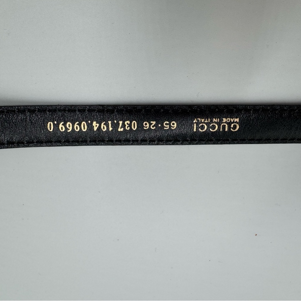 Gucci Vintage Black Leather Belt Gold Square G Buckle 65/26 - Picture 3 of 3